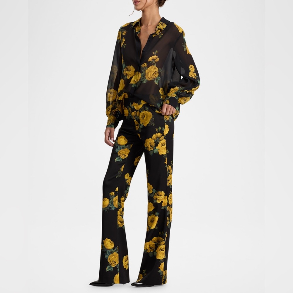 Alice + Olivia Candace Rosehips Blouson-Sleeve Buttoned Shirt - Picture 8 of 11